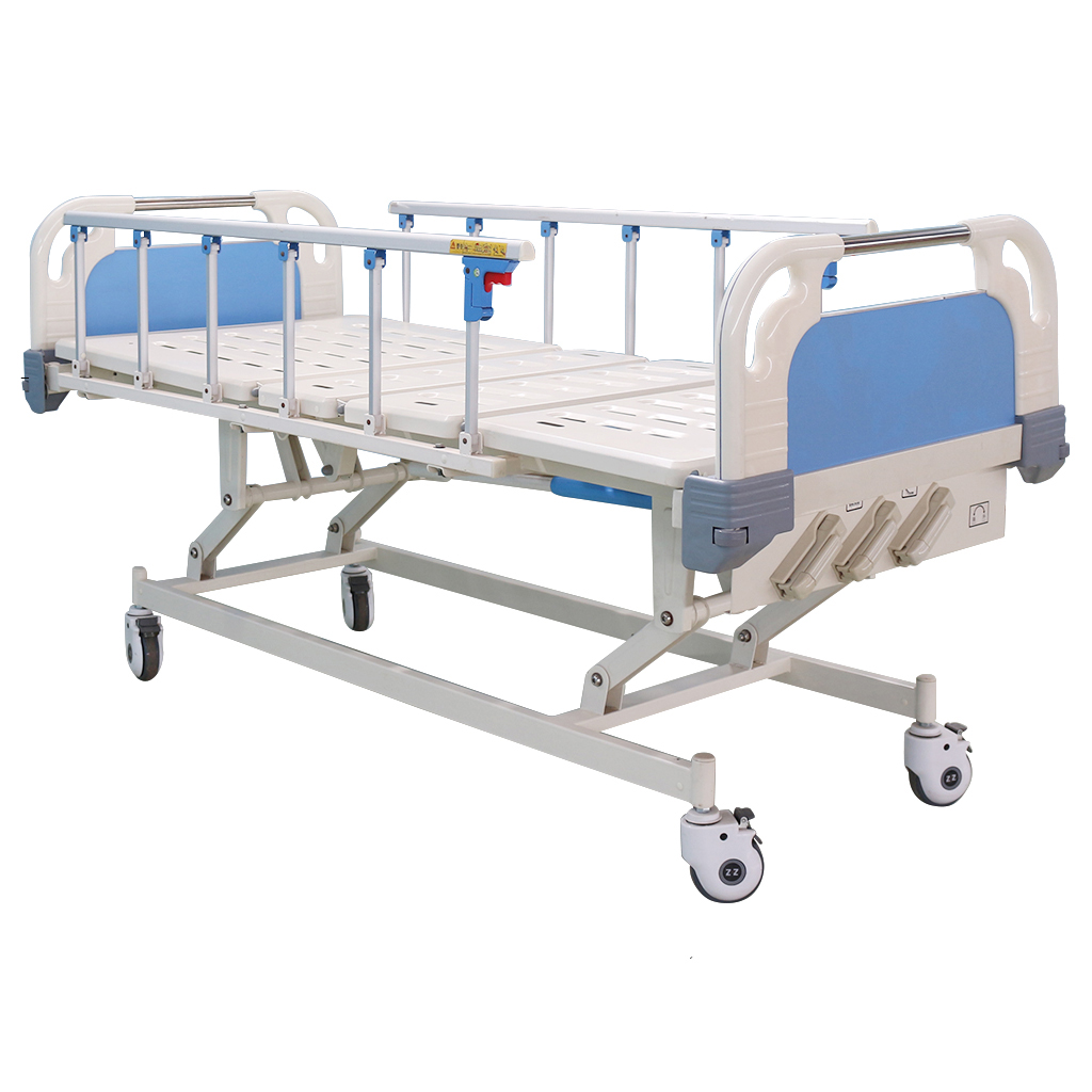 3 crank hospital bed with aluminium guardrails